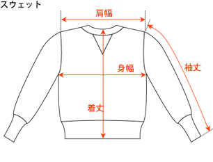 販売済み スウェット サイズ 計測